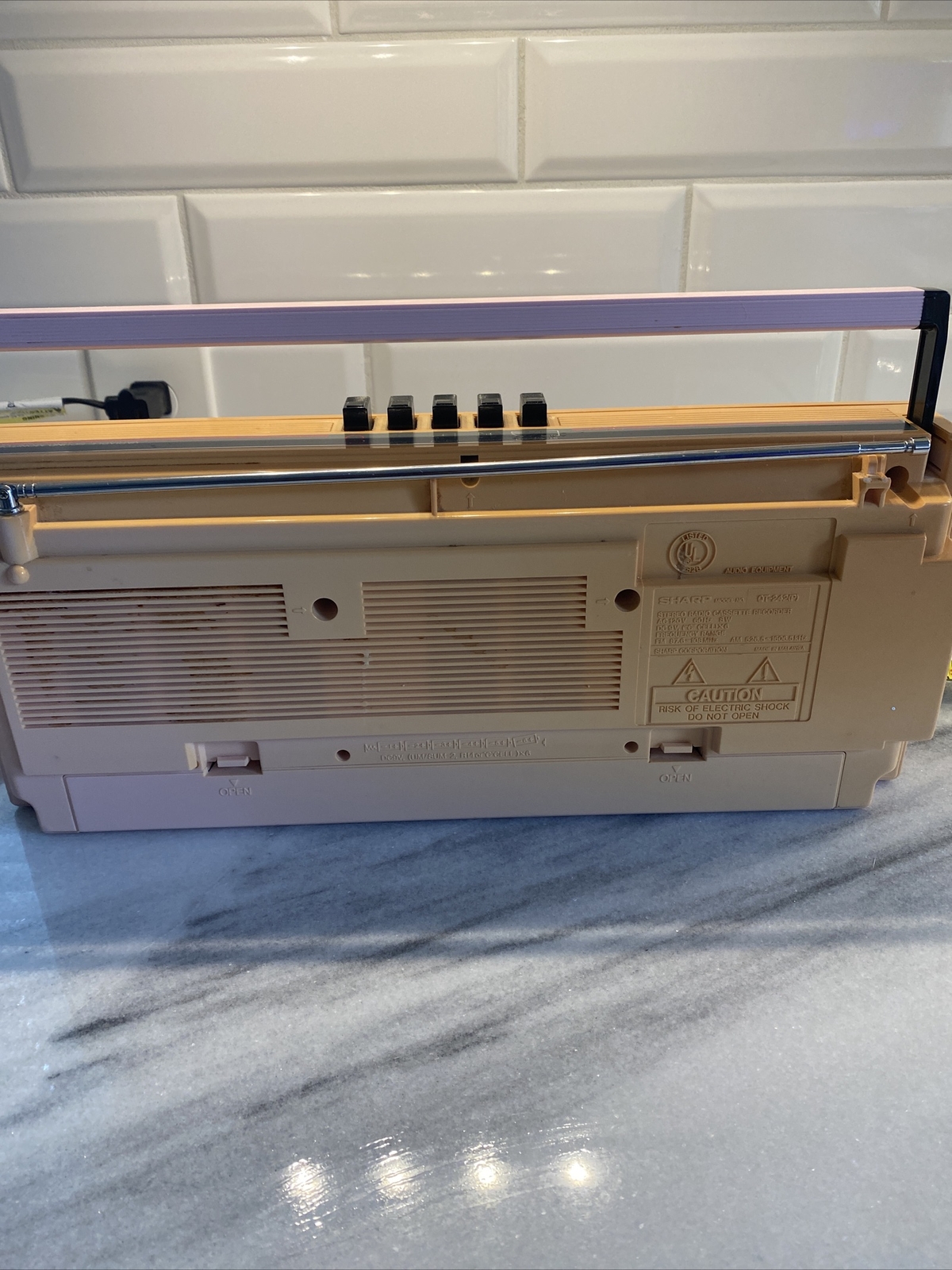 Vintage SHARP QT-242 Pink And Tan Boombox Portable AM FM Stereo Blaster Read