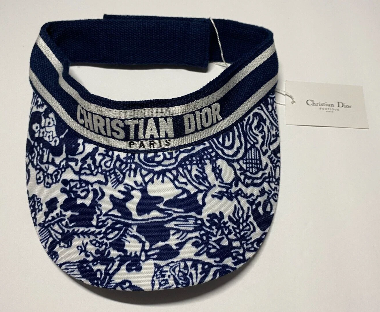 Visière boutique neuve/étiquettes bleu foncé motif floral réglable