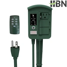 BN-LINK Outdoor Power Stake Timer Waterproof, Power Strip with 6 Grounded Outlet
