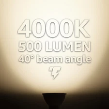 6 Pack 6.5W Dimmable LED MR16 GU10 Base Light Bulb, 3000K/4000K/5000K
