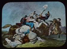 ANTIQUE JV Magic Lantern Slide BATTLE OF MARSTON MOOR C1890 ILLUSTRATION
