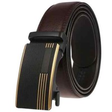 Men's Leather Belt with Metal Automatic Buckle   130cm