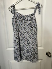 Shein Petite Ditsy Floral Ruched Tie Cami Short Summer Dress Size SP Purple