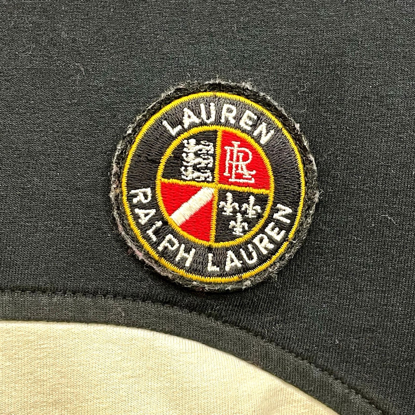 OFF WHITE Felpa con cappuccio Lauren Ralph Lauren Active donna grande nera panna full zip logo LRL