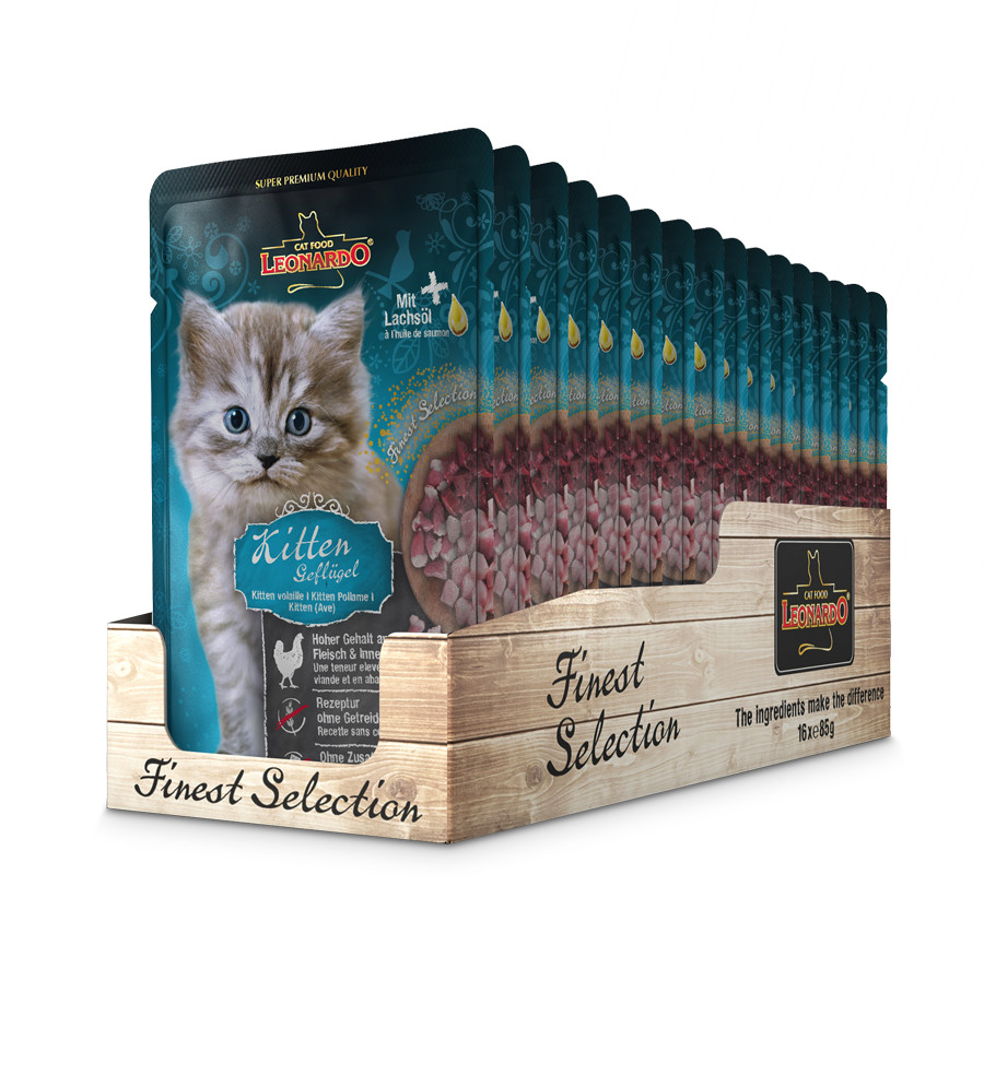 Leonardo - cibo umido per gatti cuccioli - KITTEN POLLAME - 85 g x 16 confezioni