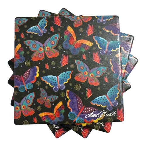 Monarque Laurel Burch Butterflies 4 Luxury Fine Quality Ceramic Coasters New