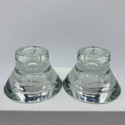 Dual Purpose Clear Glass Candle Holder Set Of 2 K & M Hagberg Ikea Design