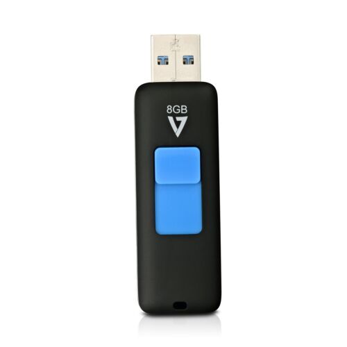 V7 VF38GAR-3E Slider USB 3.0 Flash Drive 8 GB black/blue Slider USB 3.0 8 GB - Afbeelding 1 van 4