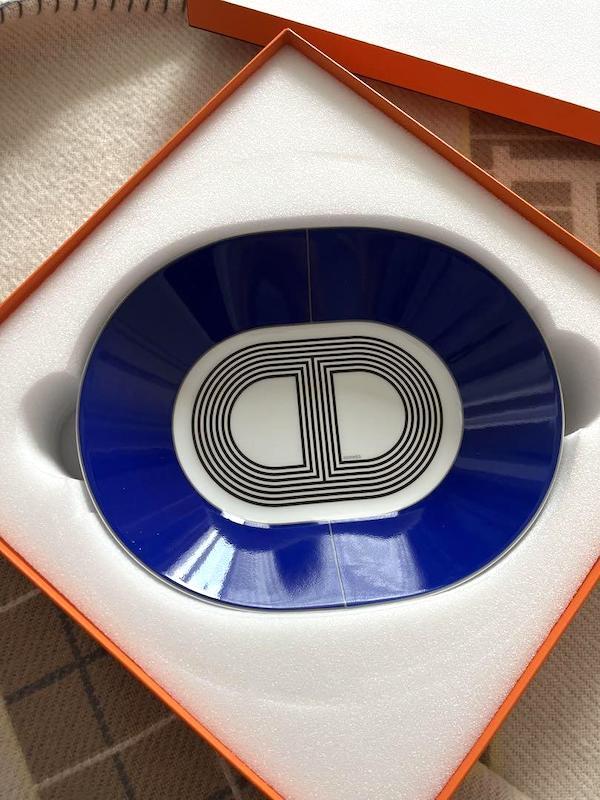 Hermes Chaine D'Ancre Plate Rallye 24 Blue Tableware Dish 2 set