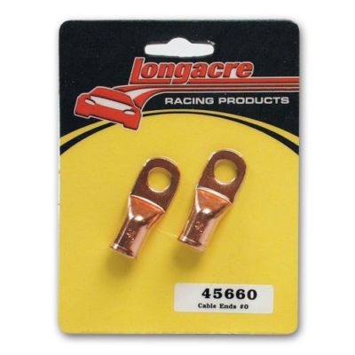 Longacre 52-45660 3/8'' Copper Eyelet Battery Cable Ends (Pair) - 1/0 Gauge