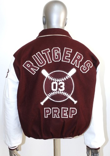 Vintage 80s Burgundy Varsity Letterman Leather/Wool Jacket HEWITT MFG Corp Sz 44 - Picture 3 of 11