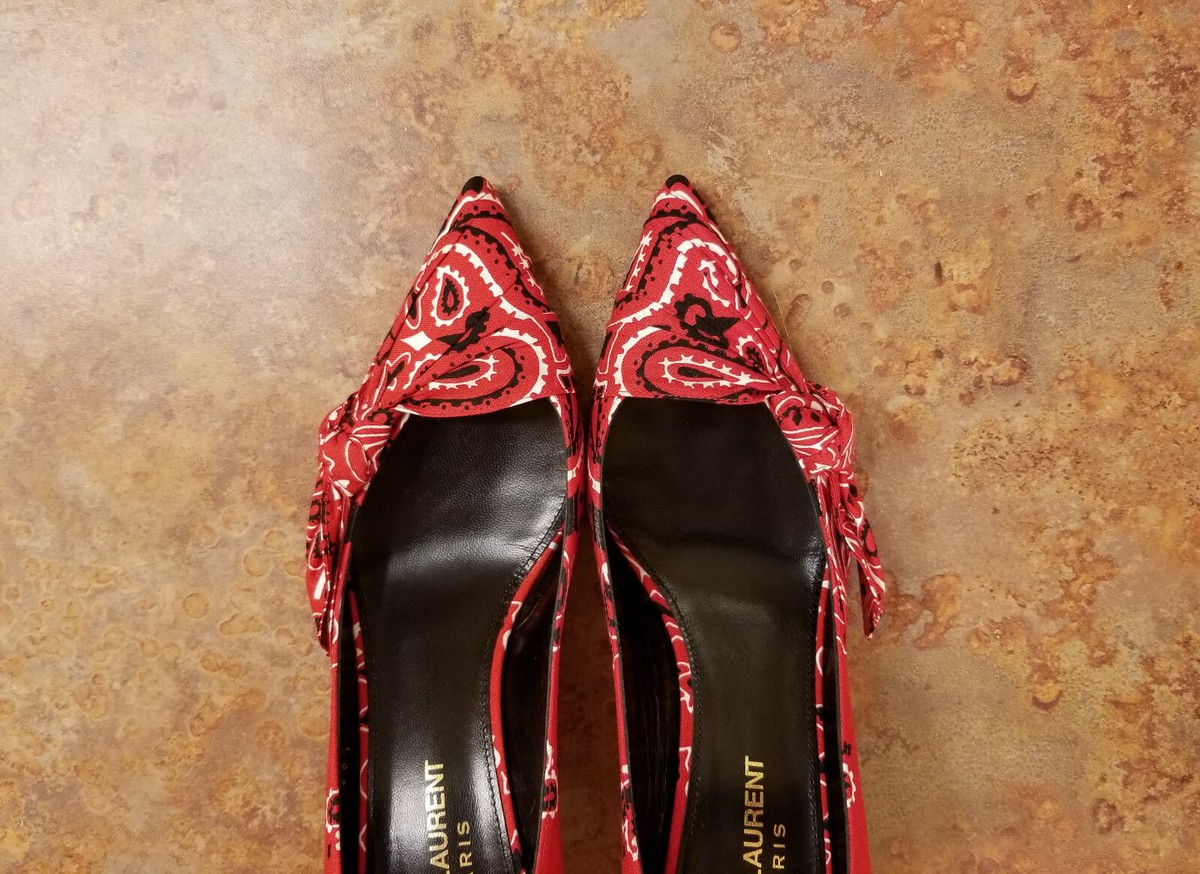 SAINT LAURENT★\"CHARLOTTE 55\" Red Leather SLINGBACK Pumps 🆕️ SAINT LAURENT Paris 