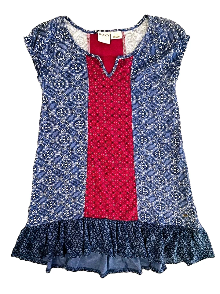 Vestido informal Roxy para niñas talla S/8-10 azul holandés alto bajo Foto 2 de 4
