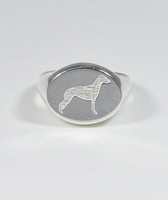 Silber Chevalier Ring Mit Silhouette Von Whippet Greyhound Luce