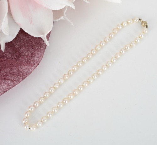 Perlenkette mit 333 Gold Verschluss geknotet alt antik Halskette - Picture 2 of 14