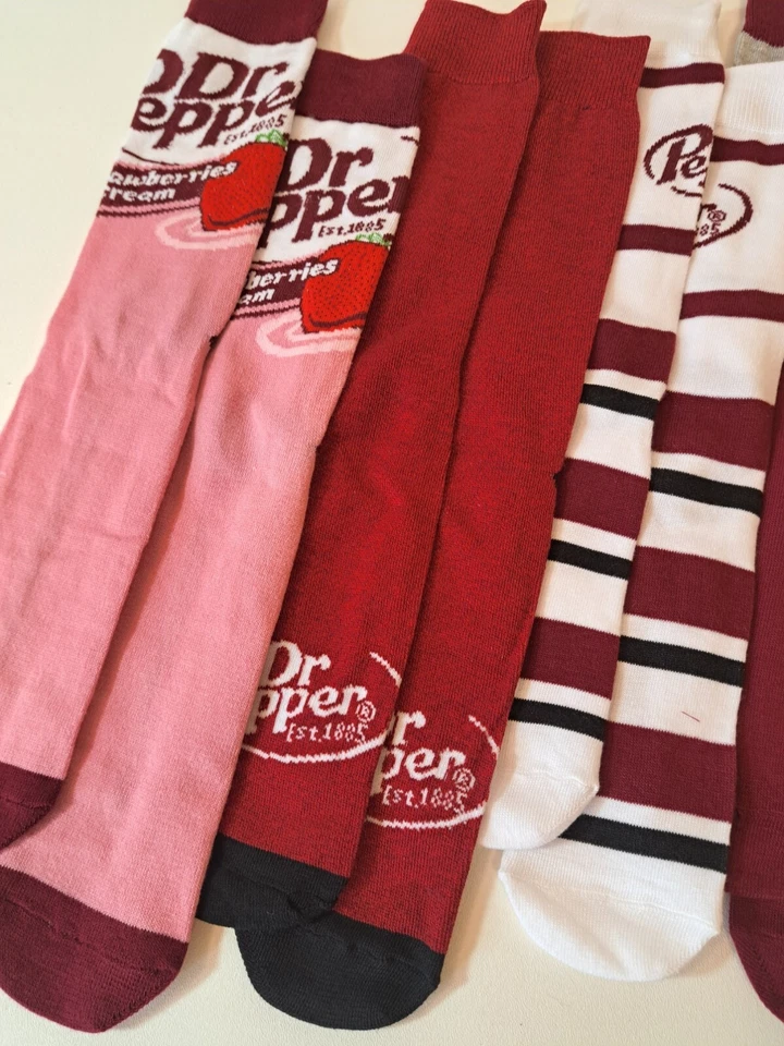 DR. PEPPER Men's Casual Crew Socks 6 Pairs Mens Size 8-12 Bioworld NEW - Image 3 of 4