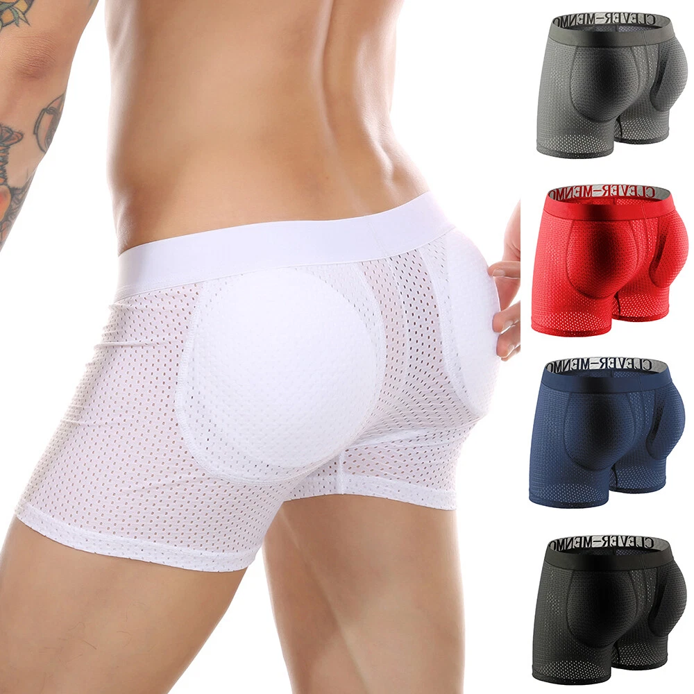 Boxer Uomo Sexy In Rete Traspirante Con Push Up Imbottito – Confezione Da 4, Vita Regolabile, Biancheria Intima Hip Enhancer, Cotone - 4