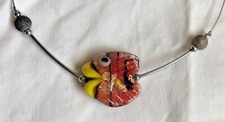 Hand Blown Art Glass Fish Pendant Necklace