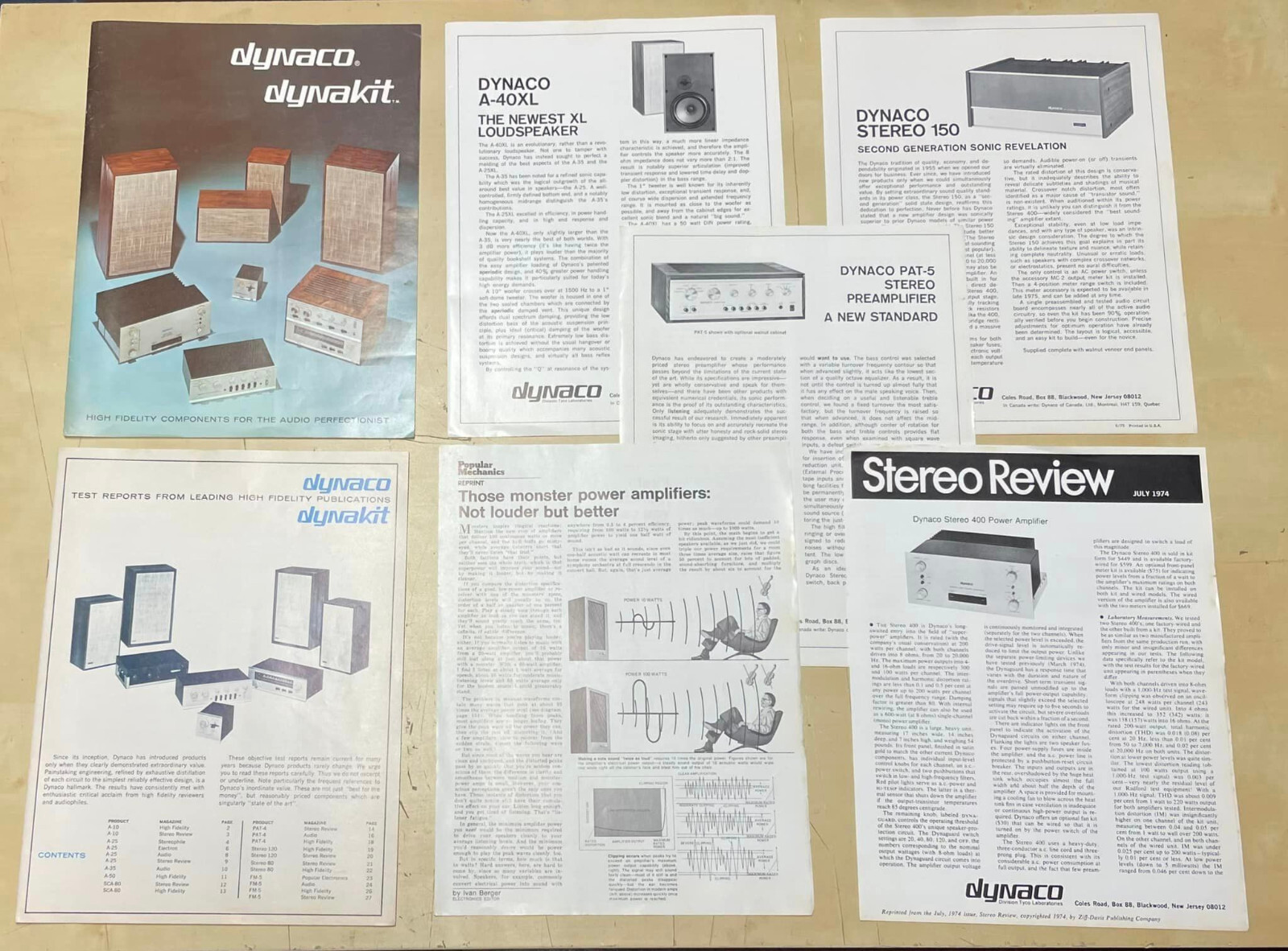 Vintage Original Dynaco Dynakit Brochure Literature Bundle Stereo Review 1975