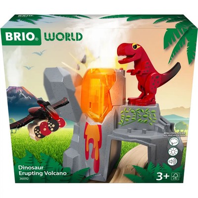 BRIO World - 36092 Dinosaurier-Vulkan mit Ausbruchsfunktion | Zugset für Kinder