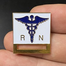 RN Registered Nurse Clip-eze Badge Holder Lapel Pin Caduceus