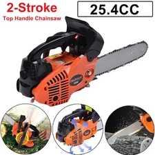 25.4cc Gas Top Handle Chainsaw with 12'' Bar Chain 2-Stroke Engine Cut Tree Wood