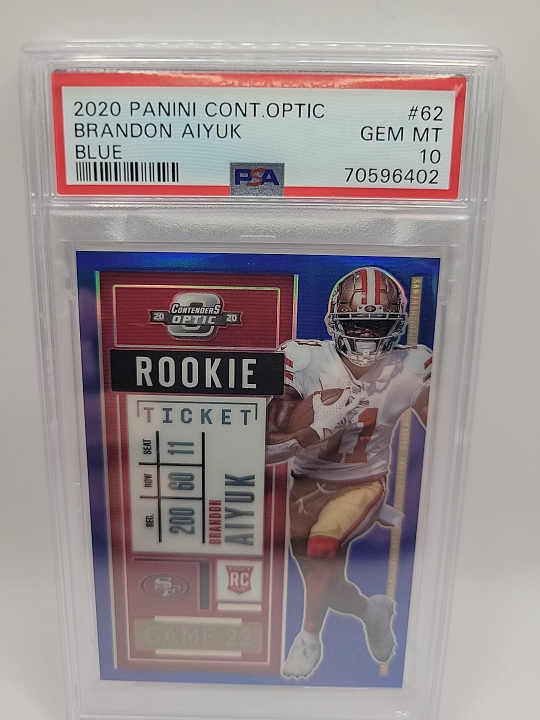 2020 Panini Contenders Optic - Rookie Ticket Brandon Aiyuk #62 Blue /99 (RC)