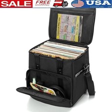 Vinyl Record Storage Case Padded Protection Easy Carry Organize 60 Albums New