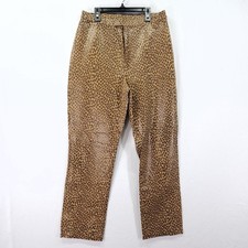 Vintage Newport News Women's Genuine Leather Cheetah Print Pants Size 14 Lined