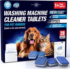 Washing Machine Cleaner Pro Tablets for Pet Owners - 28 Pack, Front & Top Load W