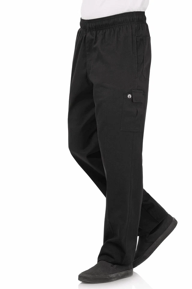 Chef Works Unisex Cargo Kochhose Schwarz Größe M elastischer Bund - Bild 1 von 1