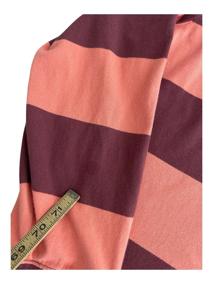 LL Bean XL Long Sleeve Rugby Shirt Brown/Orange Striped Mens Cotton - Image 2 of 4