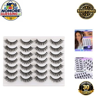 14 Pairs Wispy Natural Faux Mink Cat Eye Lashes -  & Reusable Glamour