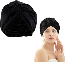 Seidenhaube Zum Schlafen, Schlafhaube Seide Für Haarschutz, Schwarz Atmungsaktiv