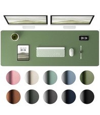 Leather Desk Pad Protector Office Mat Large Mouse PU Olive Green 47x17 Inch