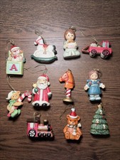 Vintage Christmas Tree Ornaments Set 11 Pieces, Ceramic