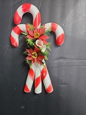 Vtg 3 Candy Cane Wall Blow Mold Christmas Decor 14"