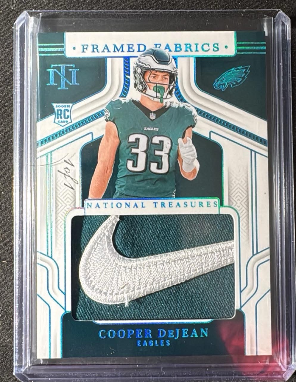 2024 National Treasures Platinum 1/1 Framed Fabrics Cooper Dejean RC Nike Swoosh