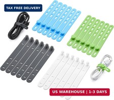 24 Pcs Silicone Cable Ties, Wire Cord Organizer, Cord Ties Reusable Cable Organi