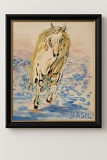 Majestic White Horse Contemporary Pop Art Acrylic Painting Signed