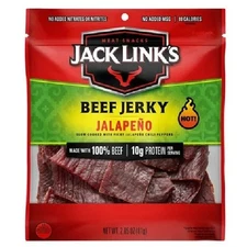 Jack Links Jerky Fiery Jalapeno 100% Beef 10gProtein Meat Snacks 2.85oz SEP 2026