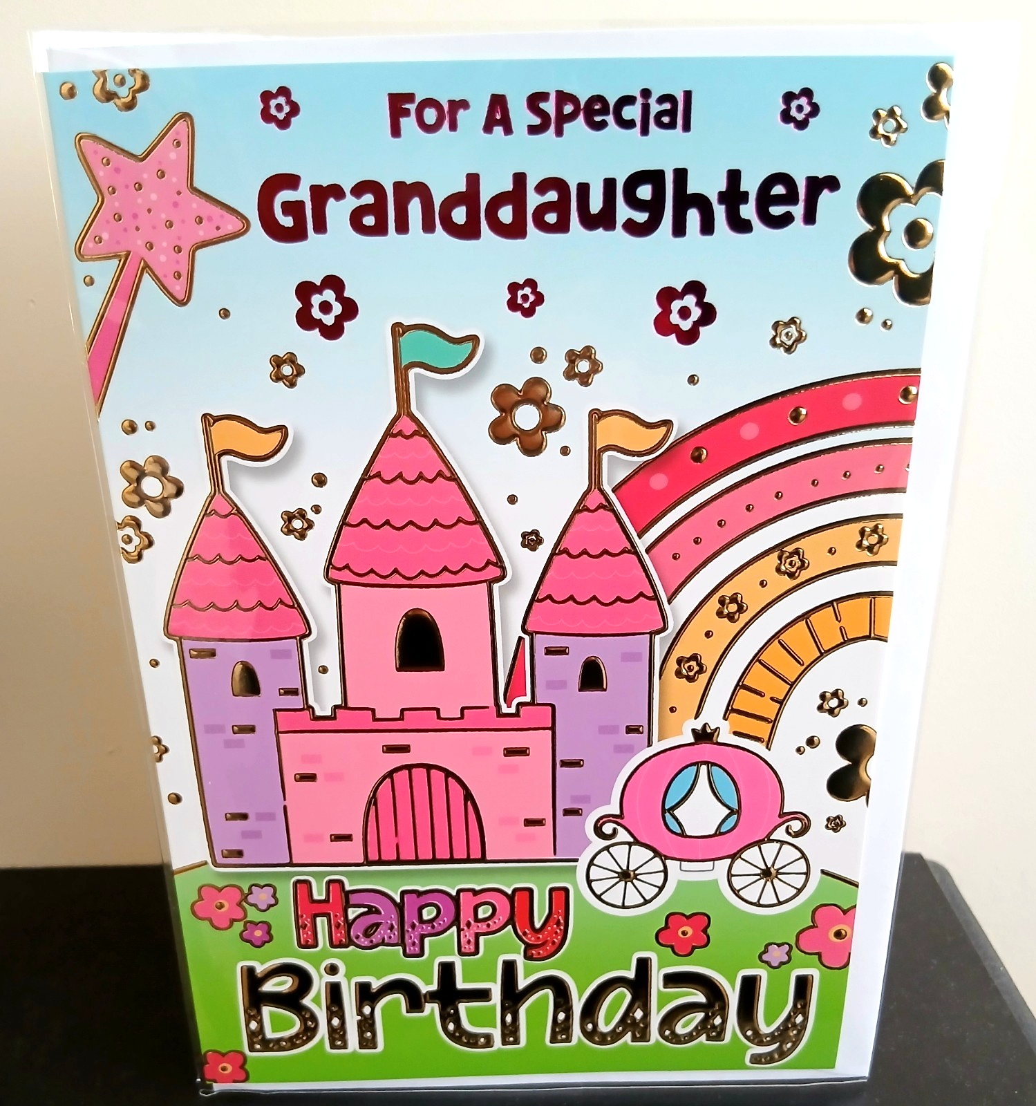 Special Granddaughter Birthday Card 7x5"" Princess Castle & Carriage