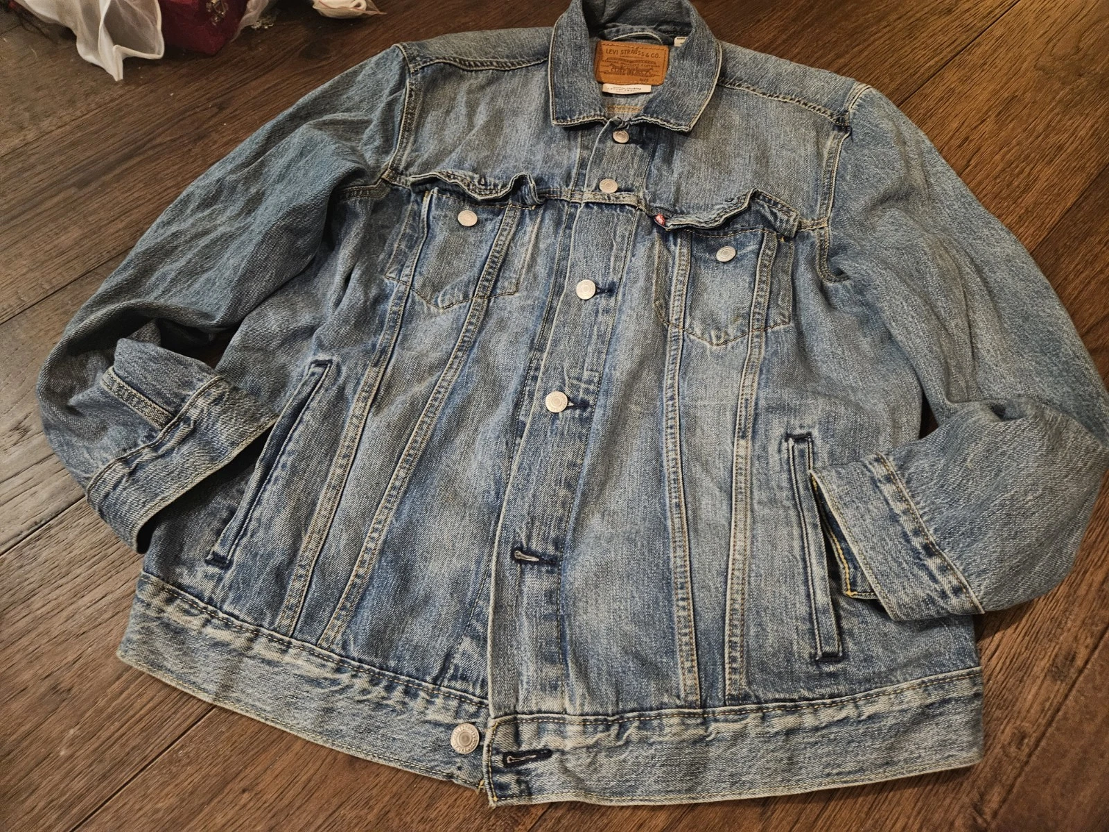 Levis Denim Jacket Mens XL Blue Trucker Jean Coat 100% Cotton Waterless Used
