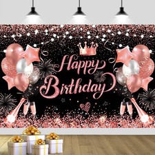 180x120 cm Glitter Rose Golden Happy Birthday Party Photography Backdrops Clo...
