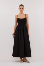 Dissh Milano Black Cotton Midi Dress sz 4 Pre Owned black 