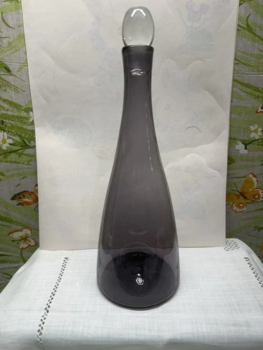 Vintage MCM Blenko Glass 920M Decanter In Amethyst & Stopper READ