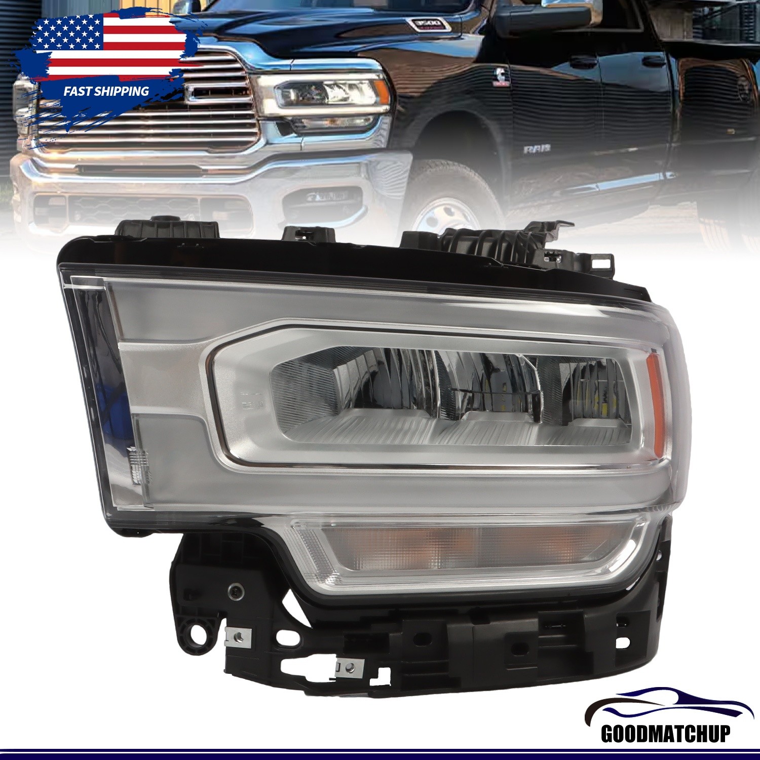 Headlights LED W/ Halogen Signal LH Driver Side For 2019-2024 Ram 2500 3500