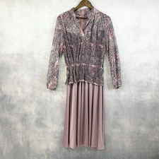 Vintage 80s Liz Roberts Inc Womens Dress Size 14 Paisley Pleated Cottage Dainty