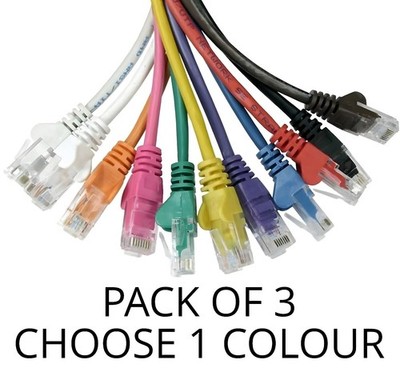 12cm 3er Pack Netzwerkkabel CAT5e Hi-Speed Ethernet Patch LAN RJ45 VIELE Farben