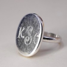 Size 6, vintage Sterling silver handmade ring, 925 monogram  KCS  band